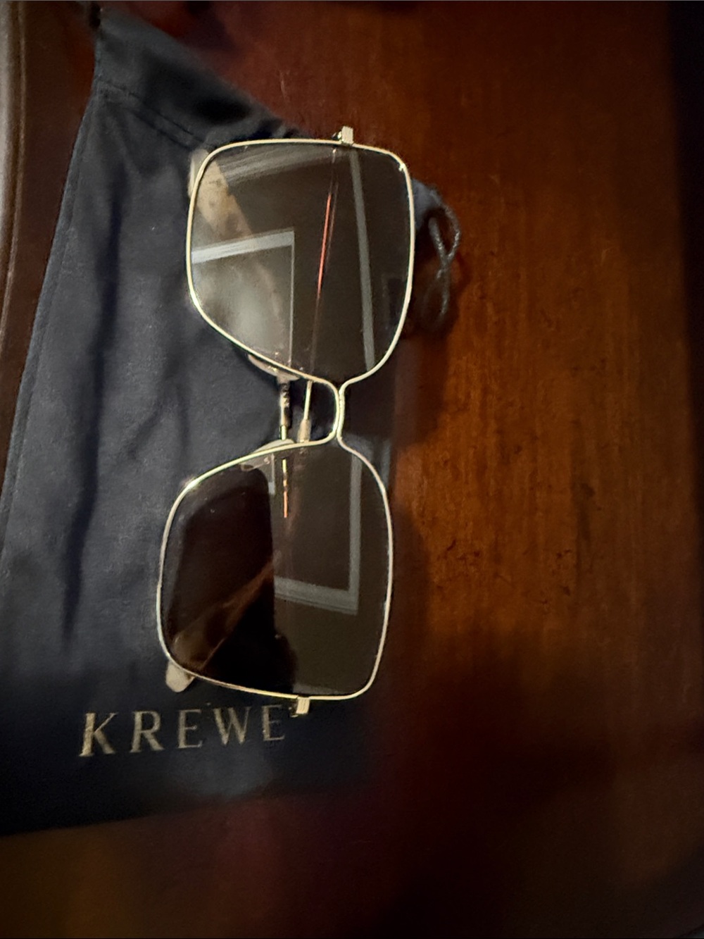 KREWE Dolly Gold Metal Frame Sunglasses with Black Lenses